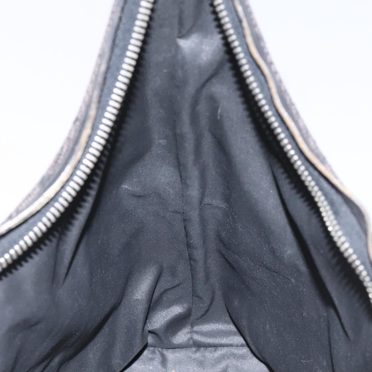 GUCCI GG Canvas Shoulder Bag Black Silver 000 0602 Auth hk2121