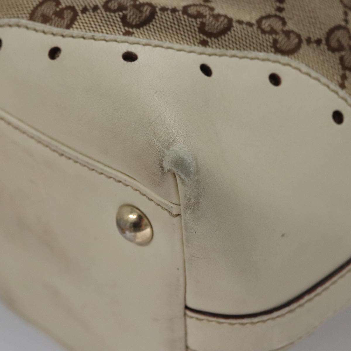 GUCCI GG Canvas Tote Bag Beige Gold 145984 Auth hk2123