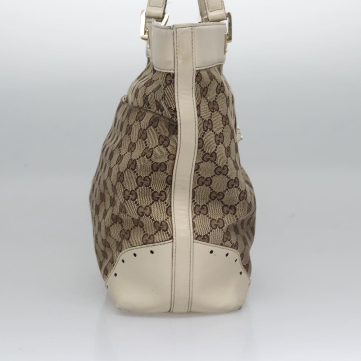 GUCCI GG Canvas Tote Bag Beige Gold 145984 Auth hk2123