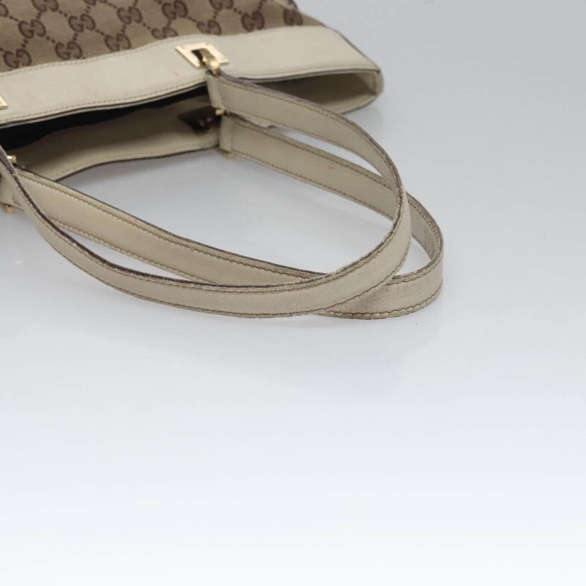 GUCCI GG Canvas Tote Bag Beige Gold 145984 Auth hk2123