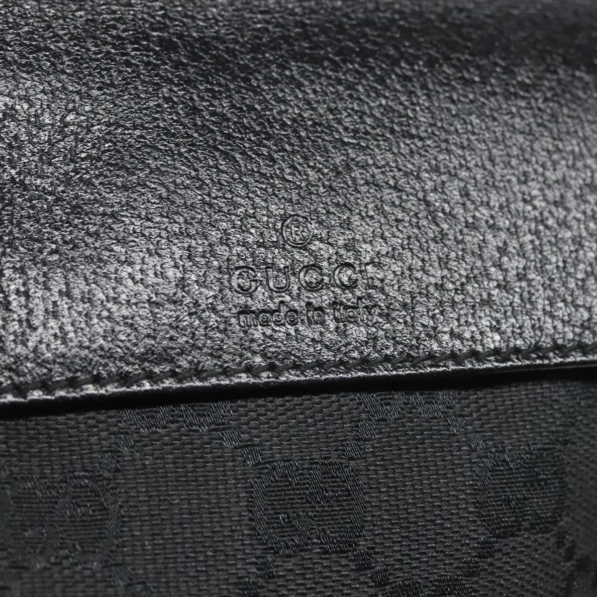 GUCCI GG Canvas Waist bag Black Silver 28566 Auth hk2128