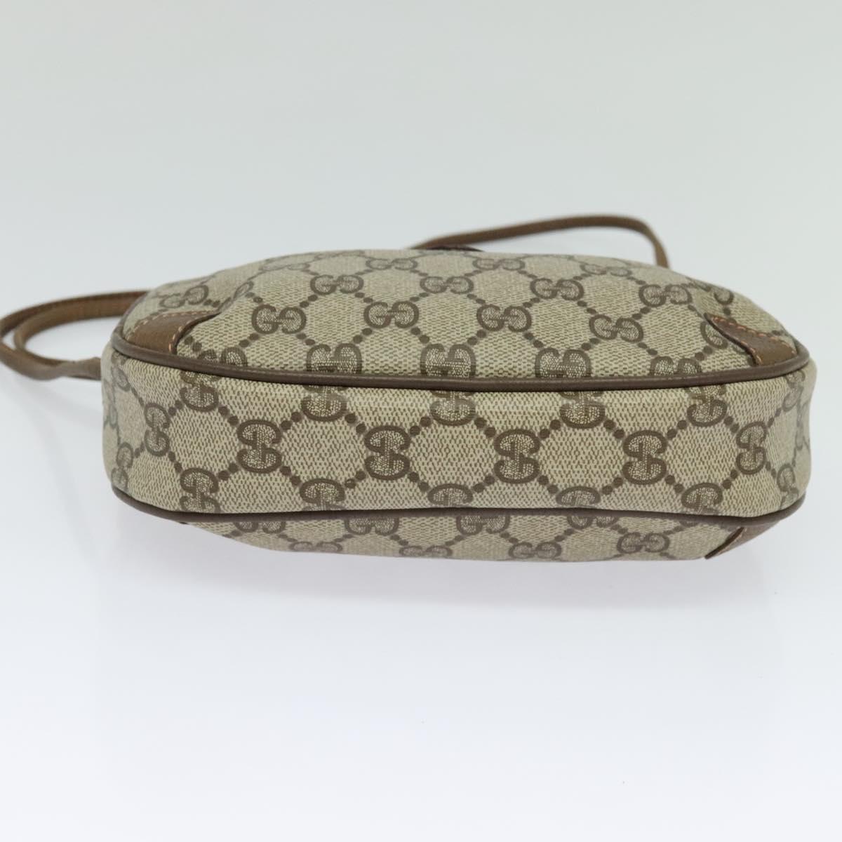 GUCCI GG Supreme Web Sherry Line Shoulder Bag PVC Beige Gold Auth hk2136