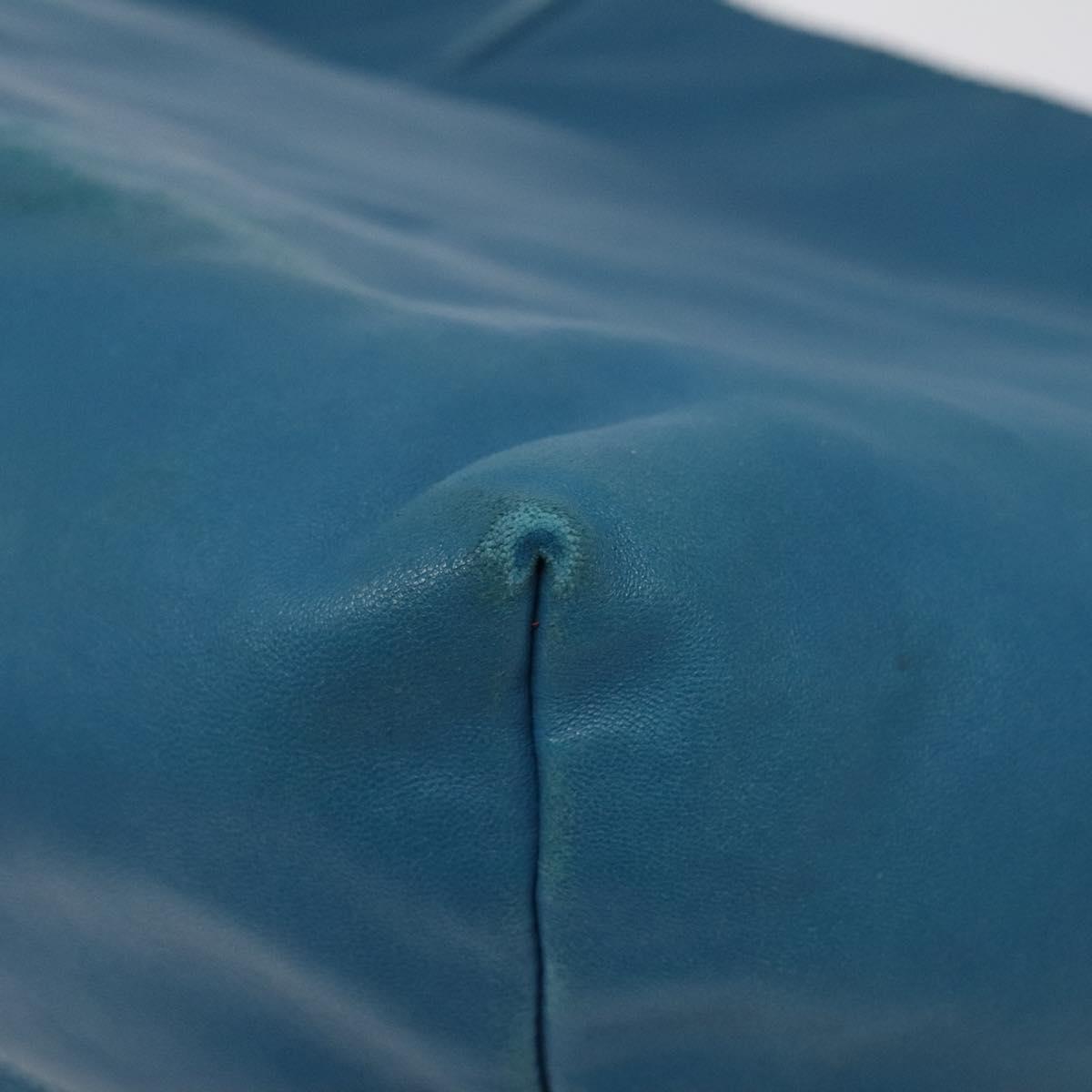 LOEWE anagram Tote Bag Leather Blue Auth hk2144