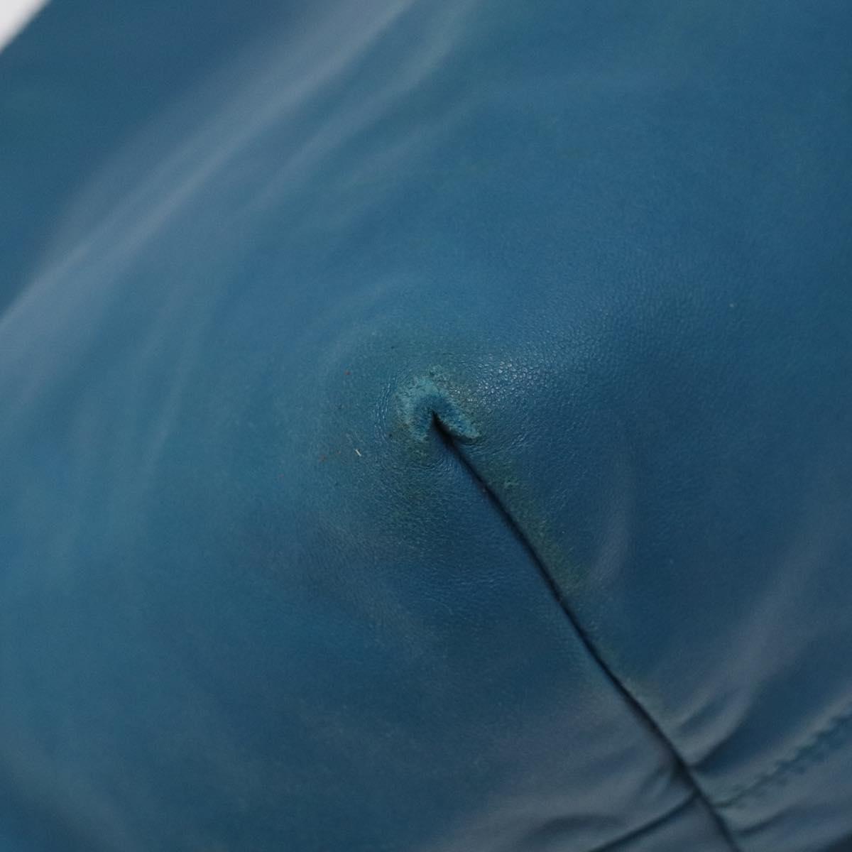 LOEWE anagram Tote Bag Leather Blue Auth hk2144