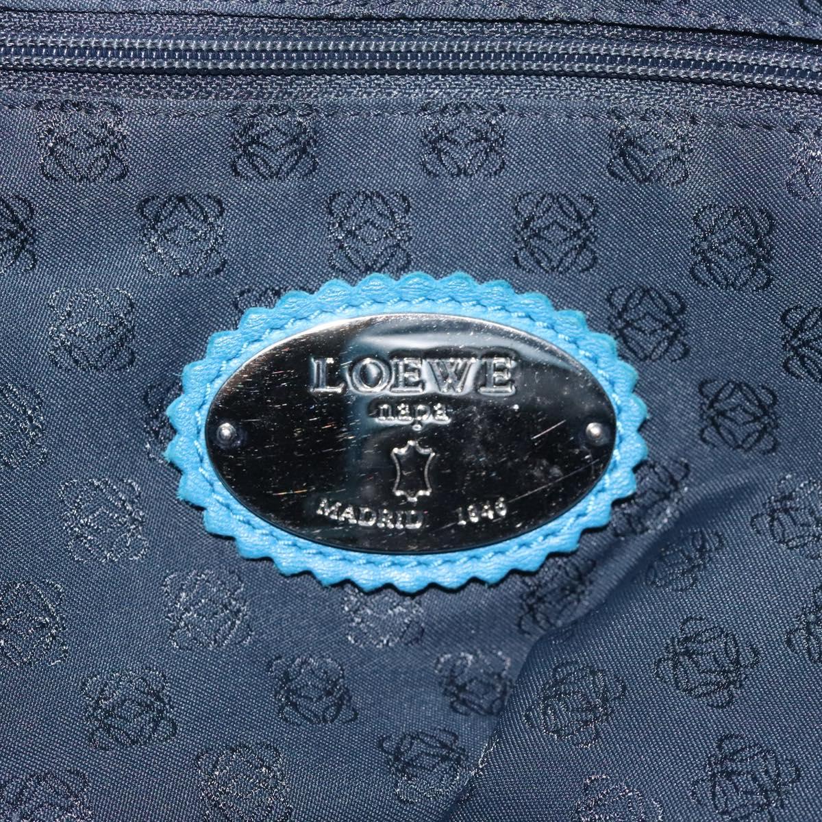 LOEWE anagram Tote Bag Leather Blue Auth hk2144