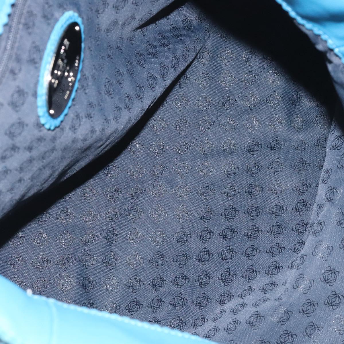 LOEWE anagram Tote Bag Leather Blue Auth hk2144