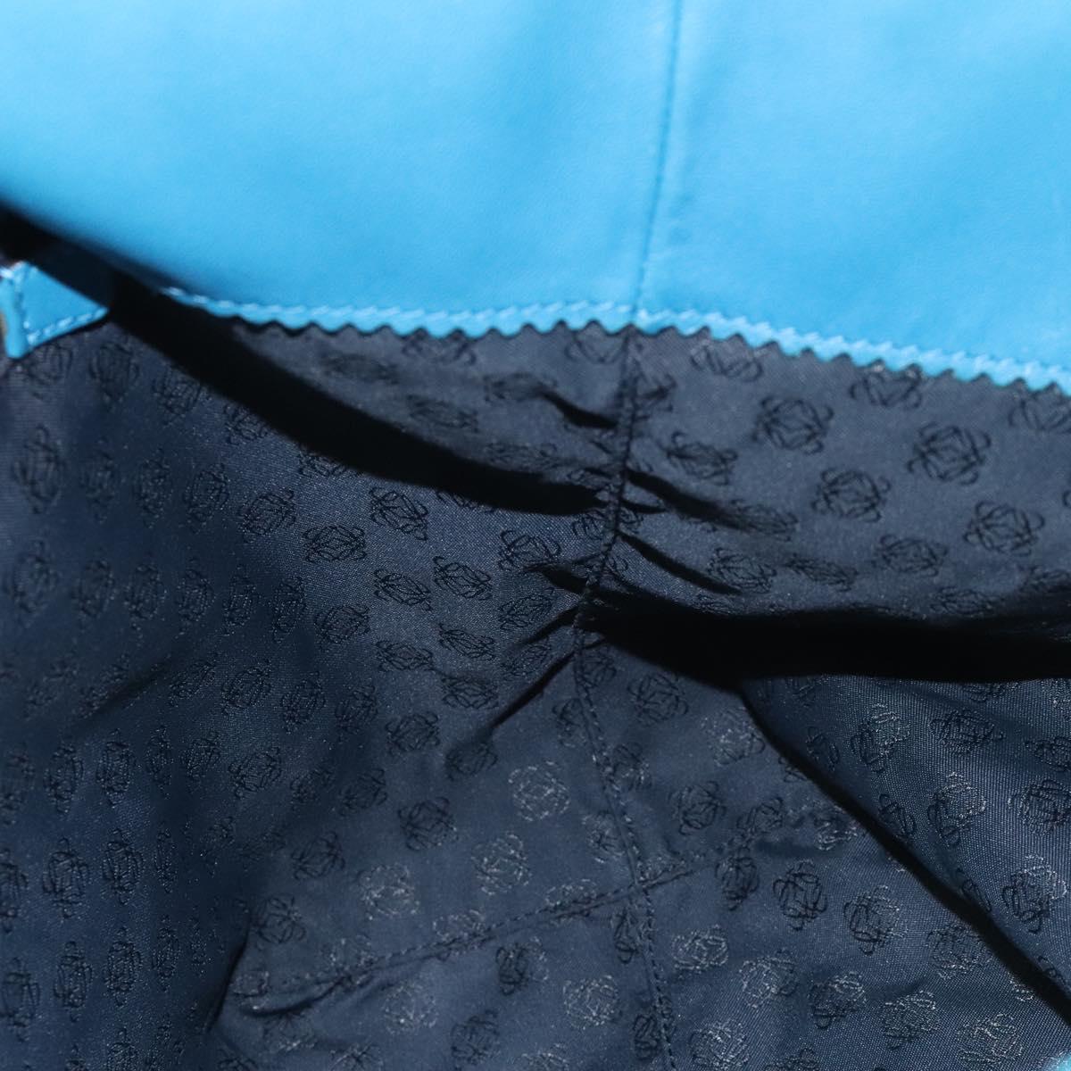 LOEWE anagram Tote Bag Leather Blue Auth hk2144