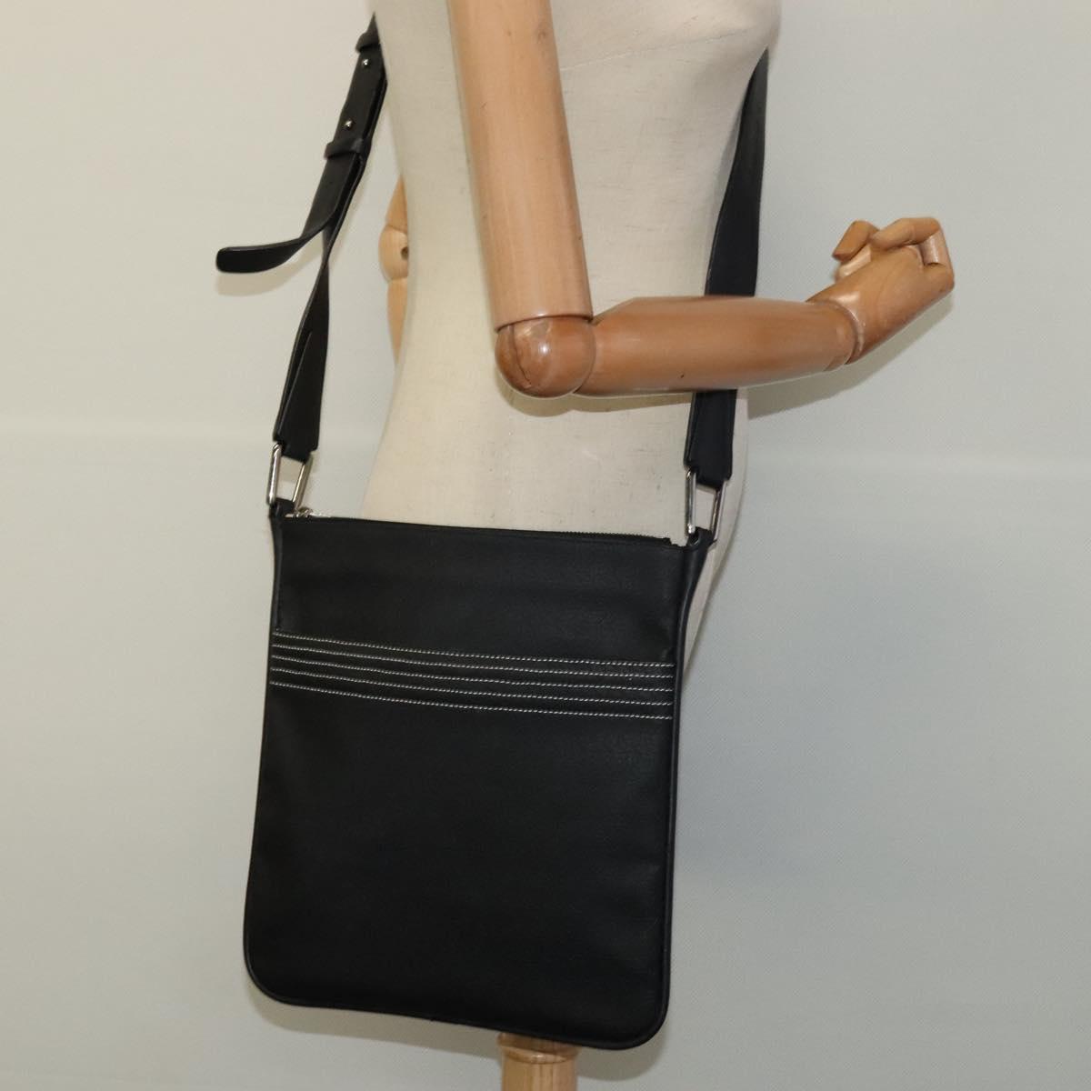 LOEWE Anagram Shoulder Bag PVC Black Silver Auth hk2150