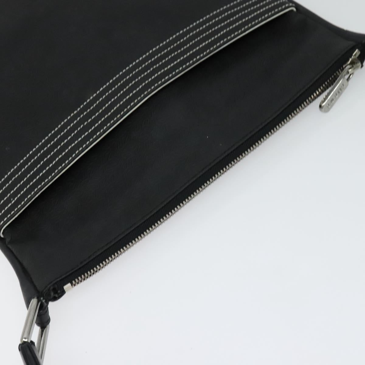 LOEWE Anagram Shoulder Bag PVC Black Silver Auth hk2150