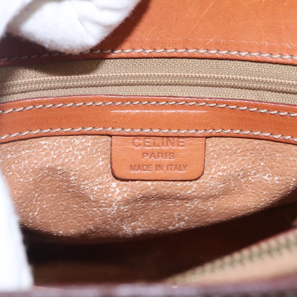 CELINE Macadam Canvas Hand Bag PVC Leather Gold Brown Auth hk2156