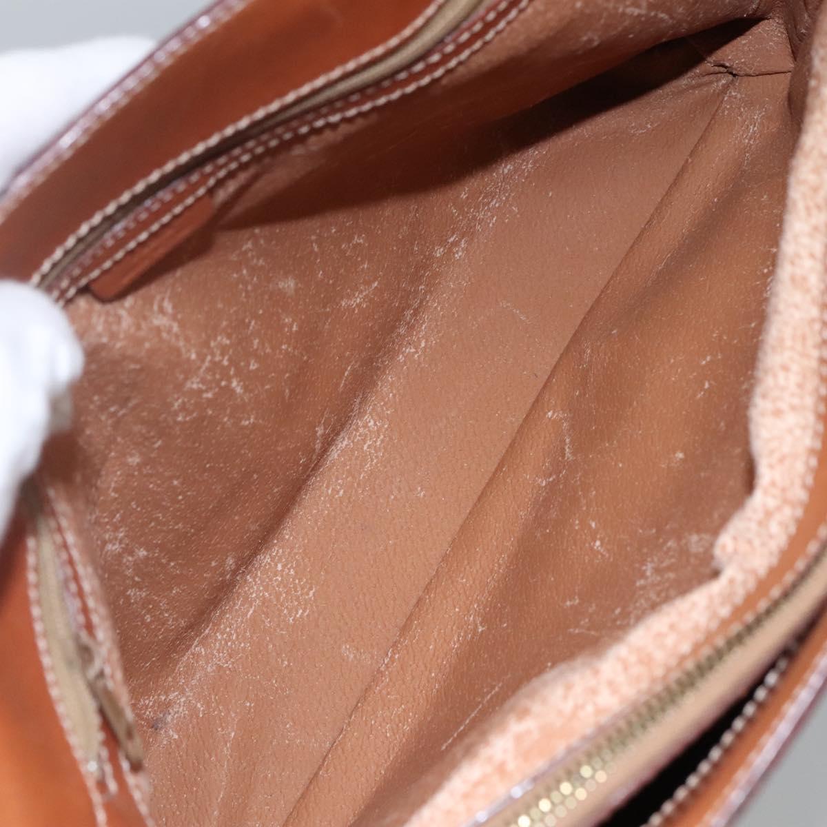 CELINE Macadam Canvas Hand Bag PVC Leather Gold Brown Auth hk2156