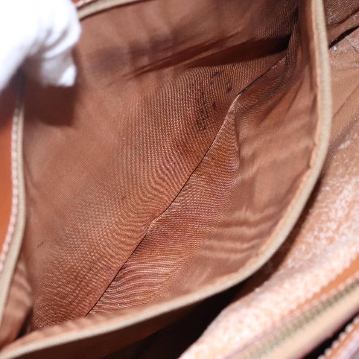 CELINE Macadam Canvas Hand Bag PVC Leather Gold Brown Auth hk2156