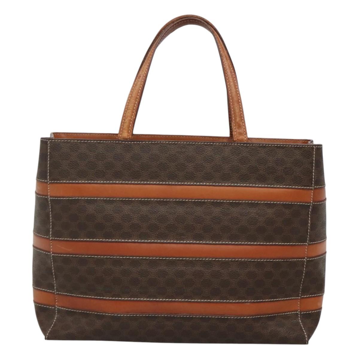 CELINE Macadam Canvas Hand Bag PVC Leather Gold Brown Auth hk2156