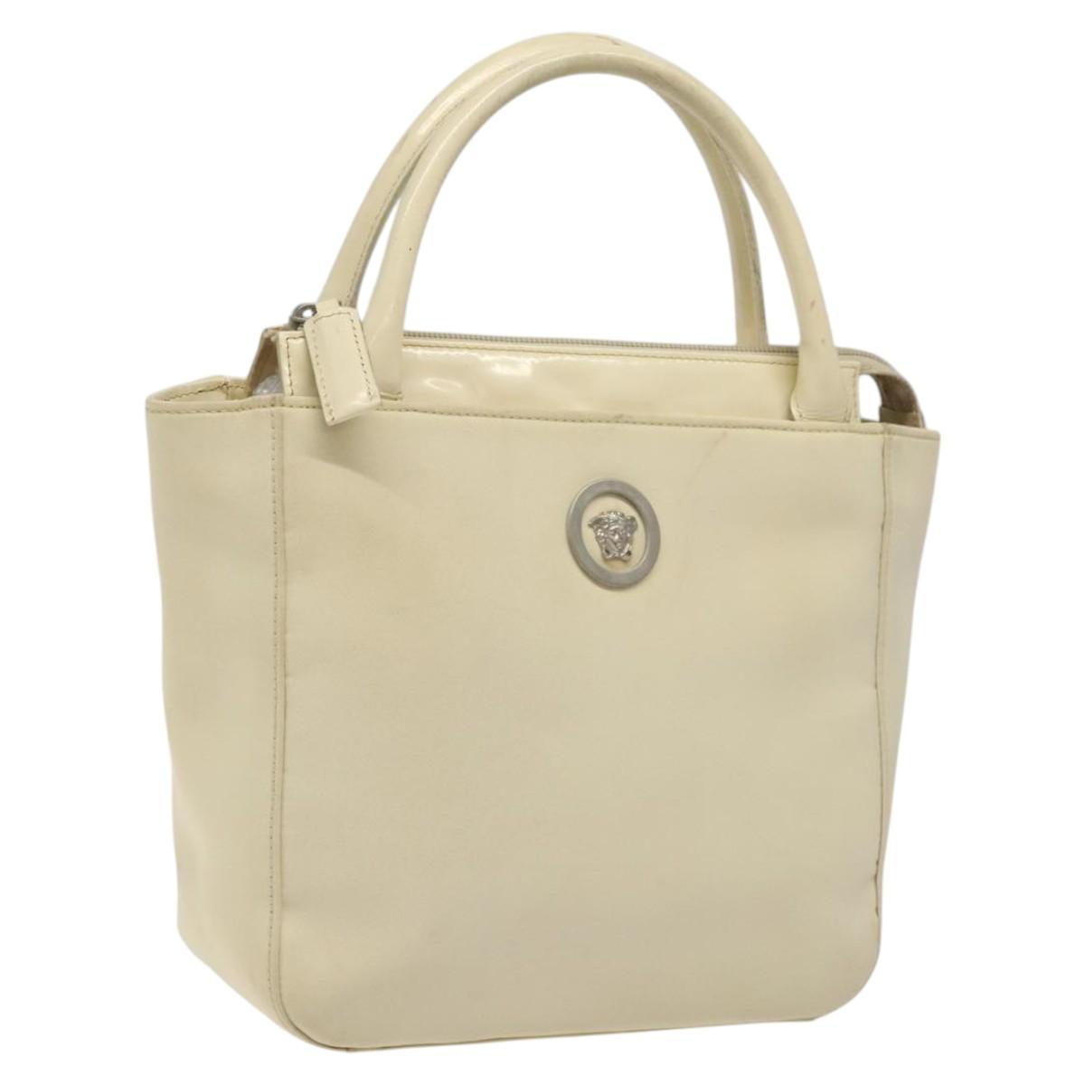 Gianni Versace Hand Bag Nylon Beige Auth hk2171