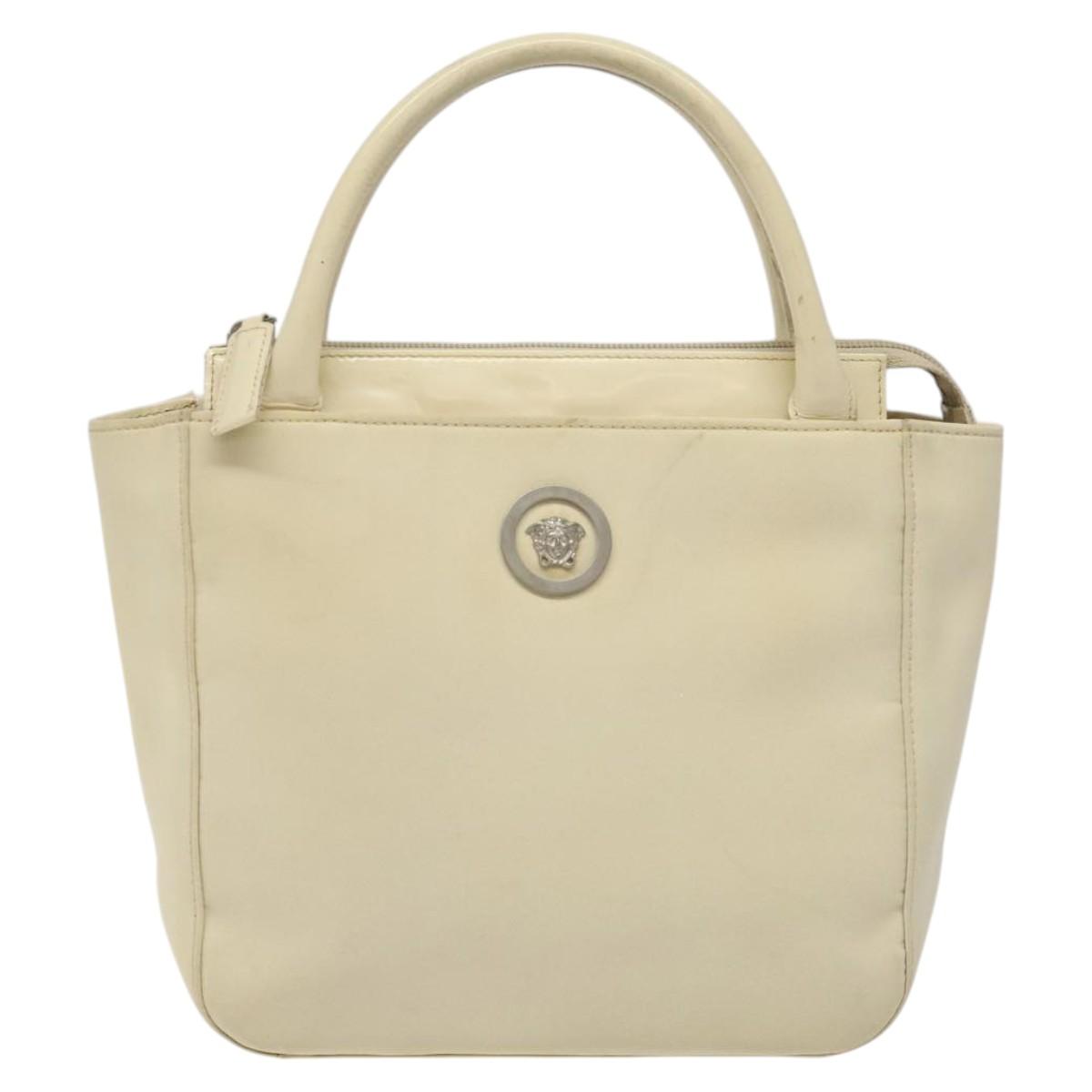 Gianni Versace Hand Bag Nylon Beige Auth hk2171