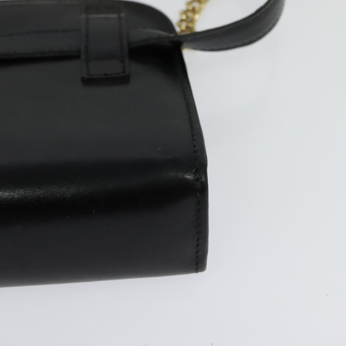 Salvatore Ferragamo Gancini Chain Bag Leather 2way Black Gold Silver Auth hk2202