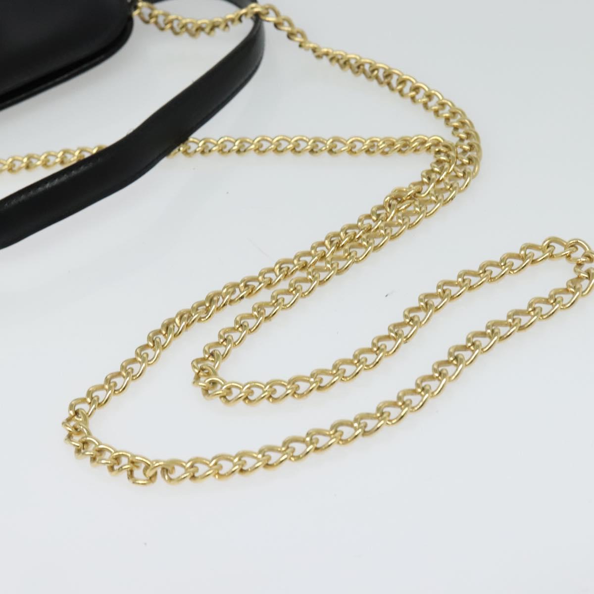 Salvatore Ferragamo Gancini Chain Bag Leather 2way Black Gold Silver Auth hk2202