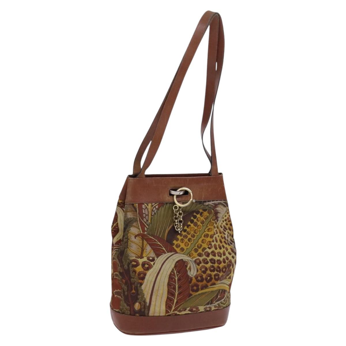 Salvatore Ferragamo Shoulder Bag Canvas Brown Auth hk2205