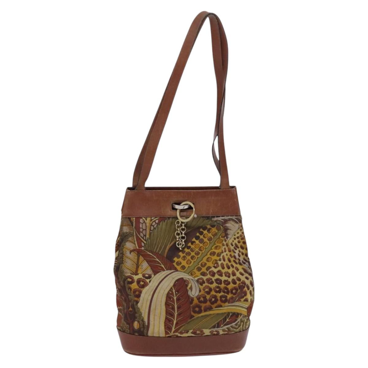 Salvatore Ferragamo Shoulder Bag Canvas Brown Auth hk2205