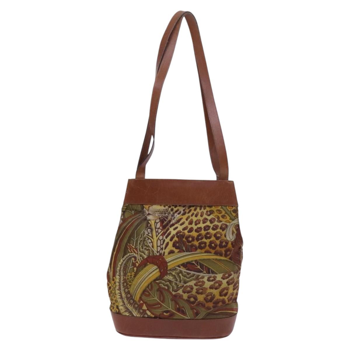 Salvatore Ferragamo Shoulder Bag Canvas Brown Auth hk2205