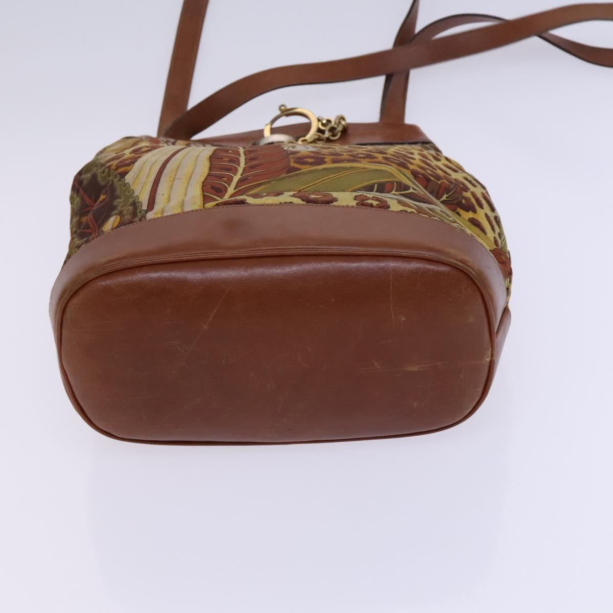 Salvatore Ferragamo Shoulder Bag Canvas Brown Auth hk2205