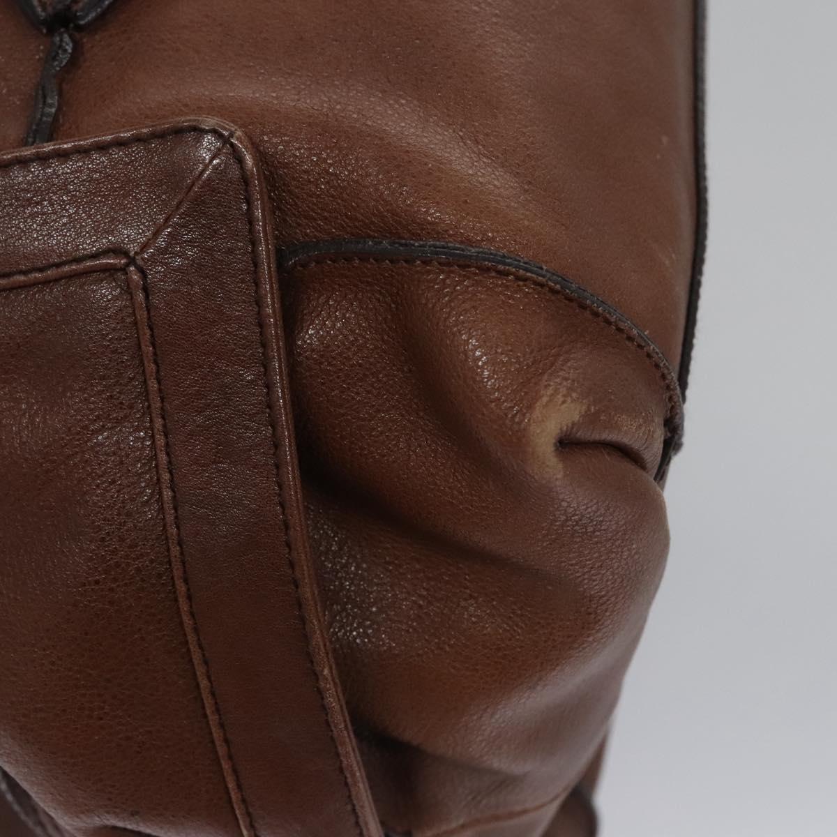 Salvatore Ferragamo Hand Bag Leather Brown Auth hk2207