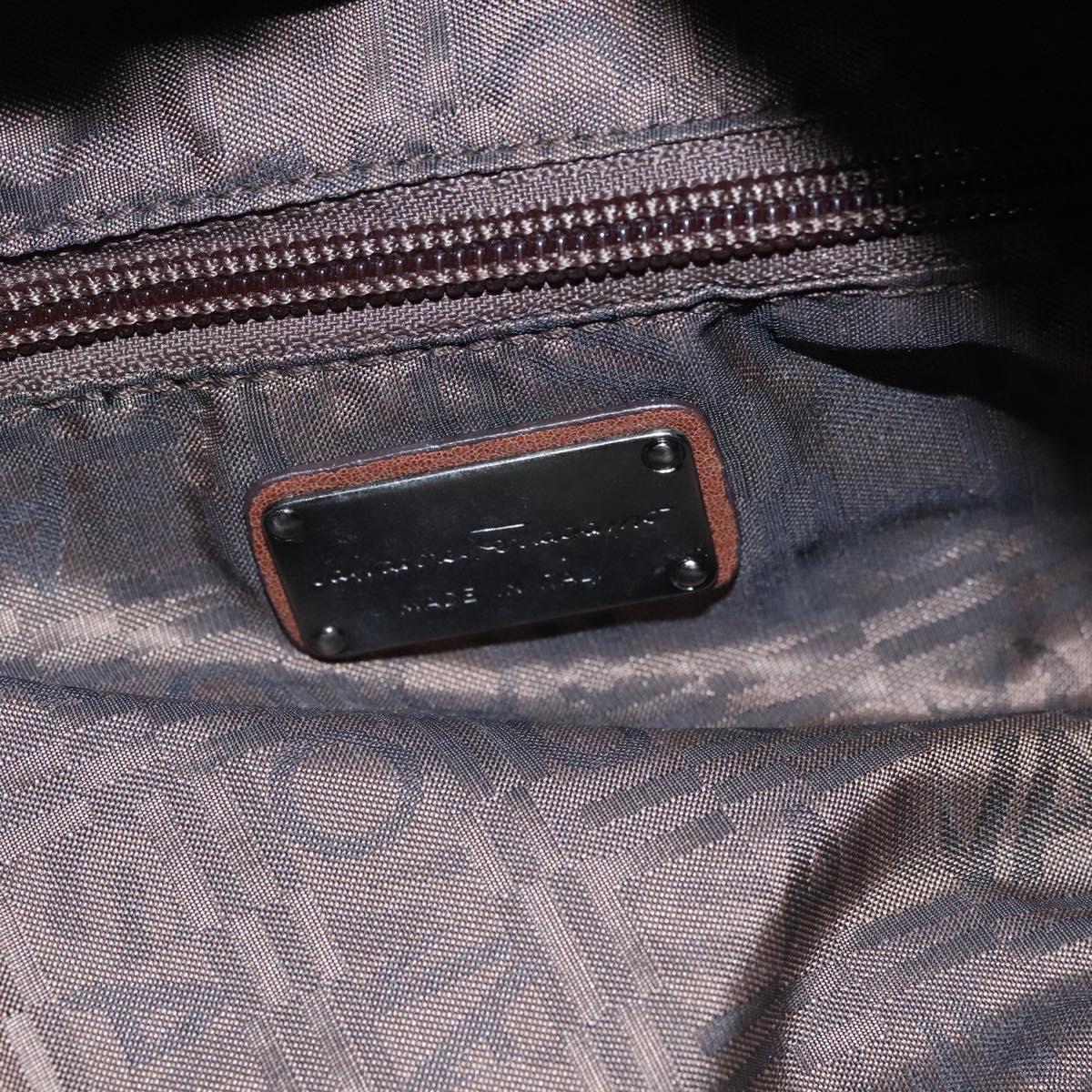 Salvatore Ferragamo Hand Bag Leather Brown Auth hk2207