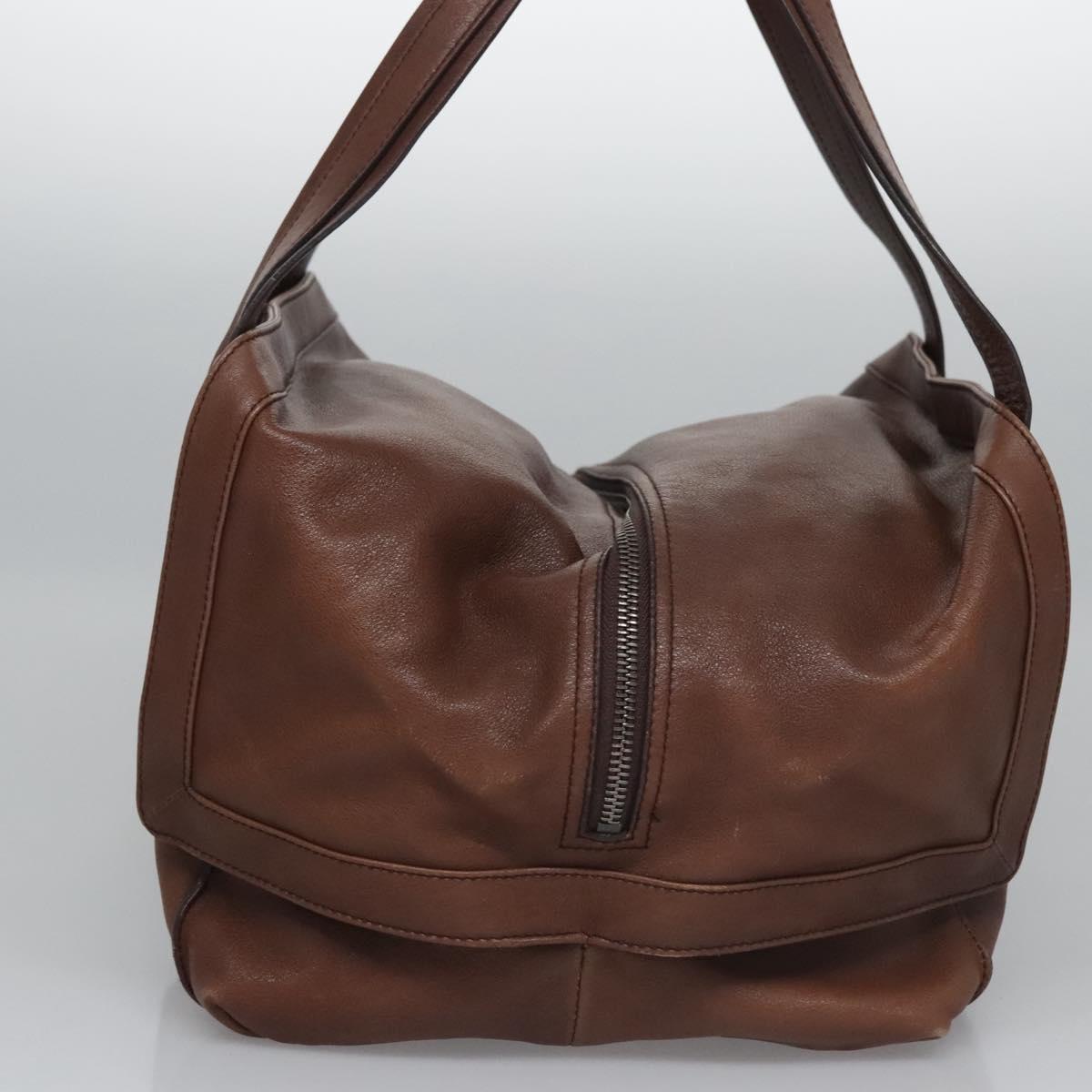 Salvatore Ferragamo Hand Bag Leather Brown Auth hk2207