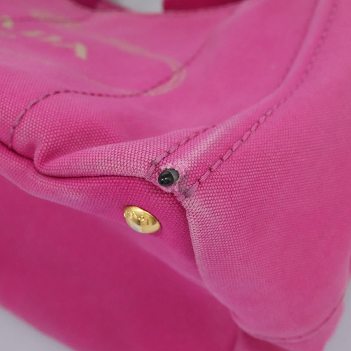 PRADA Canapa MM Tote Bag Denim Pink Gold Auth hk2211