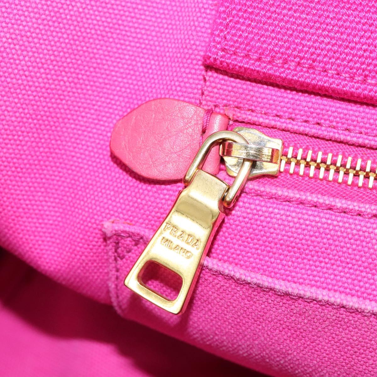 PRADA Canapa MM Tote Bag Denim Pink Gold Auth hk2211