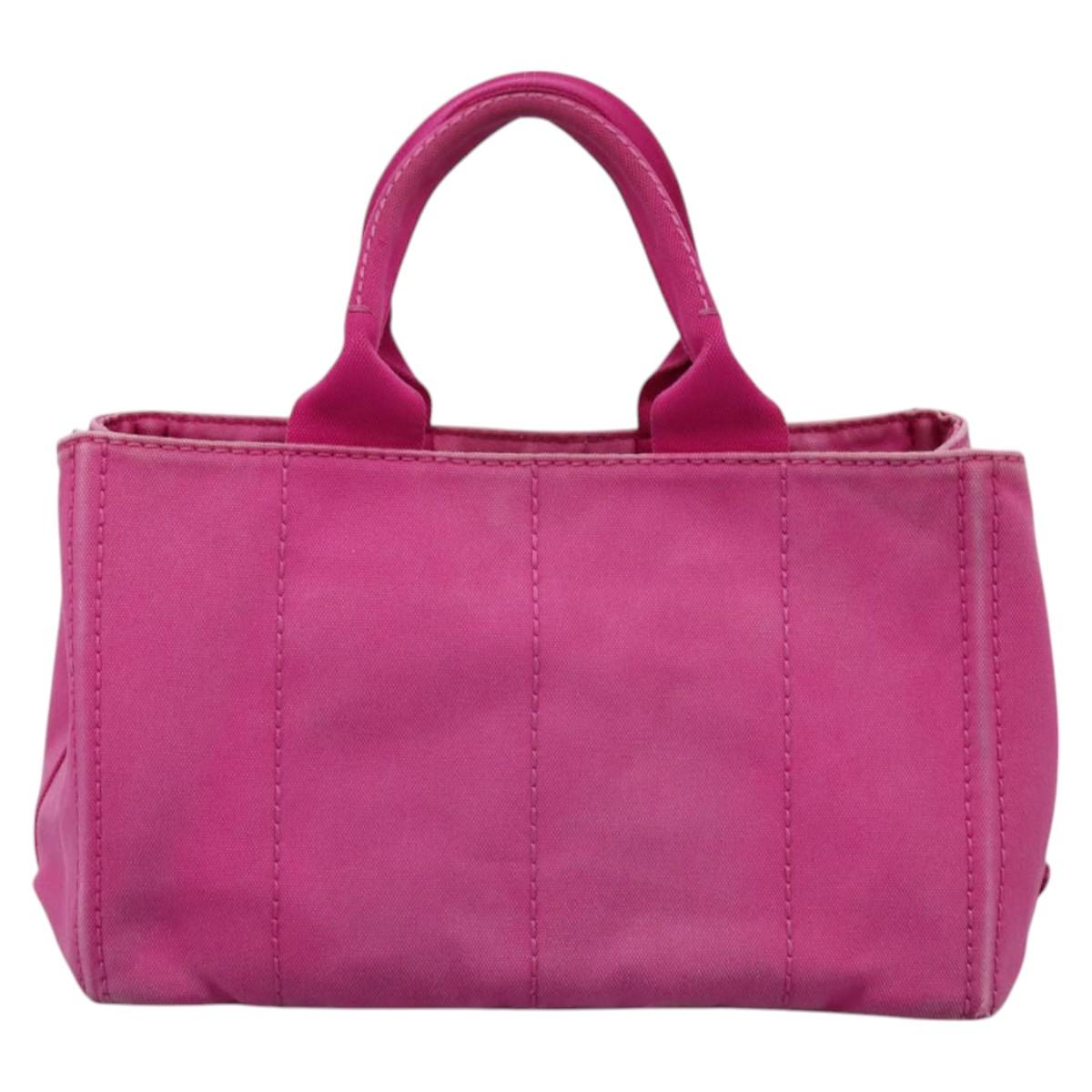 PRADA Canapa MM Tote Bag Denim Pink Gold Auth hk2211