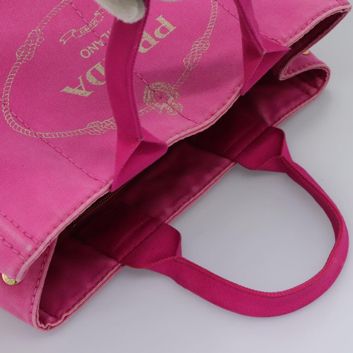 PRADA Canapa MM Tote Bag Denim Pink Gold Auth hk2211