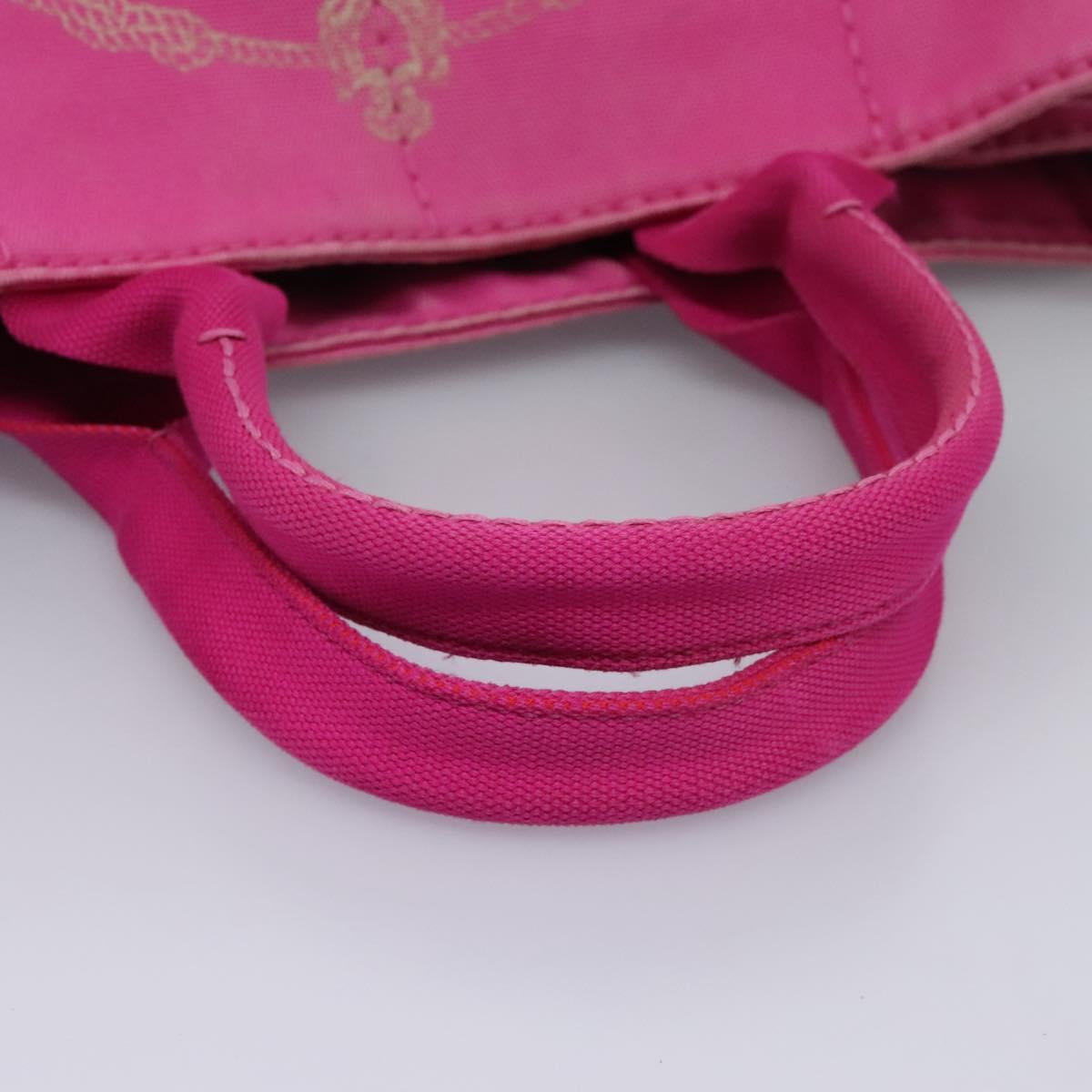 PRADA Canapa MM Tote Bag Denim Pink Gold Auth hk2211