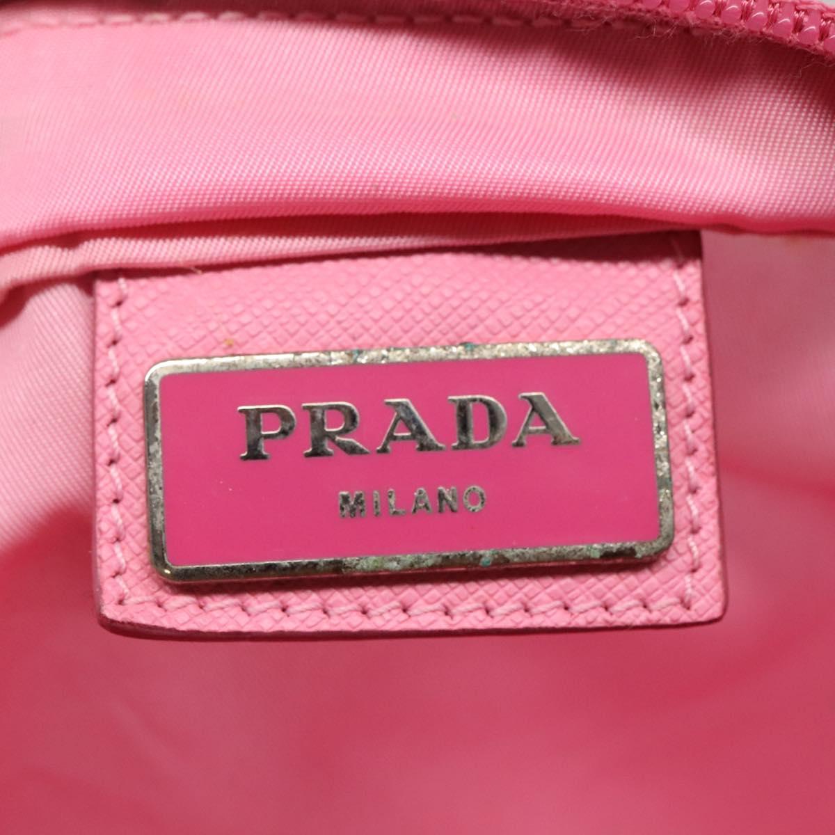 PRADA Shoulder Bag Nylon Pink Silver Auth hk2215