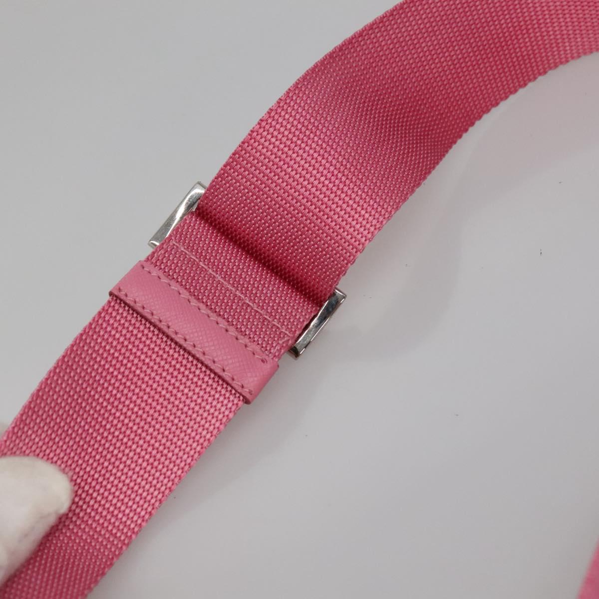 PRADA Shoulder Bag Nylon Pink Silver Auth hk2215
