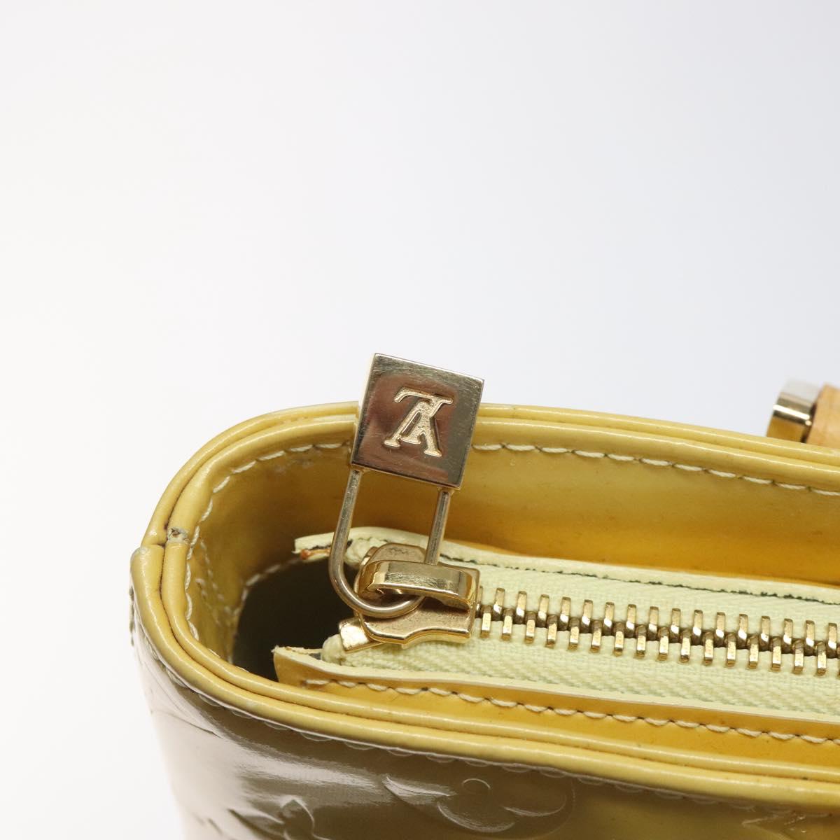 LOUIS VUITTON Monogram Vernis Houston Hand Bag Lime Yellow M91055 LV Auth hk2222