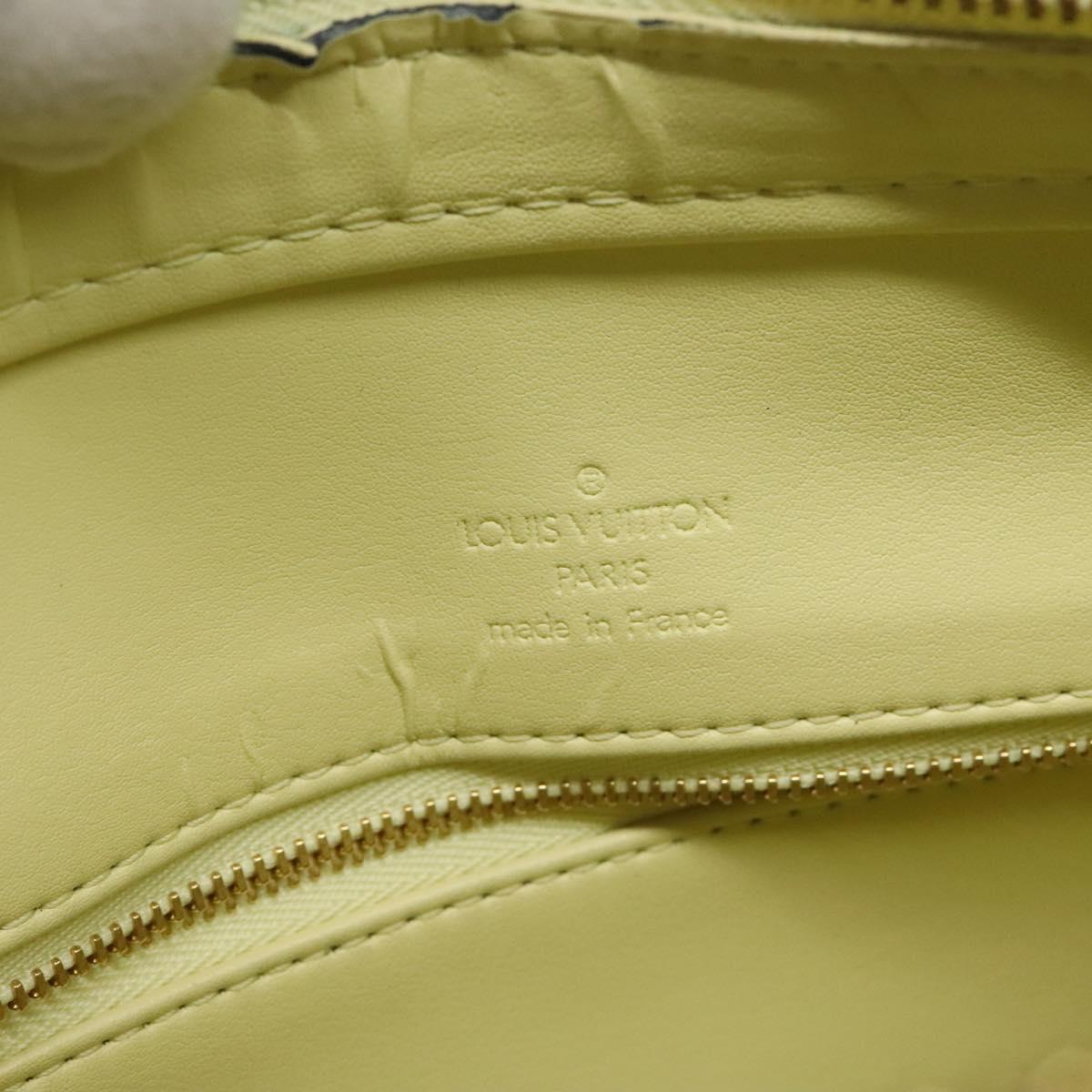 LOUIS VUITTON Monogram Vernis Houston Hand Bag Lime Yellow M91055 LV Auth hk2222