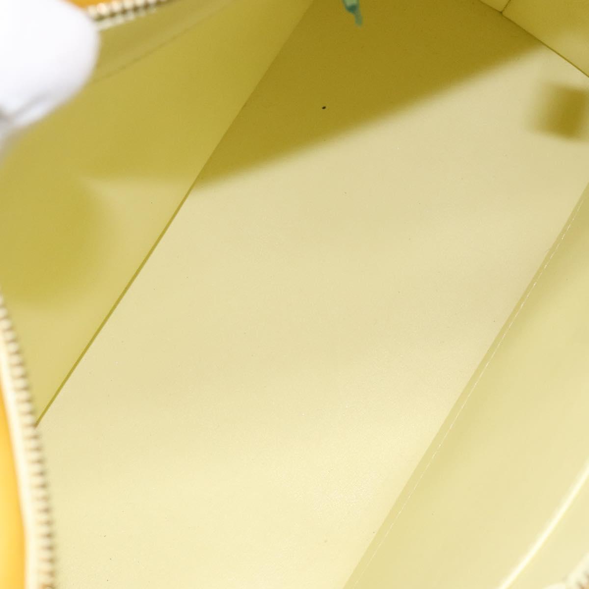 LOUIS VUITTON Monogram Vernis Houston Hand Bag Lime Yellow M91055 LV Auth hk2222