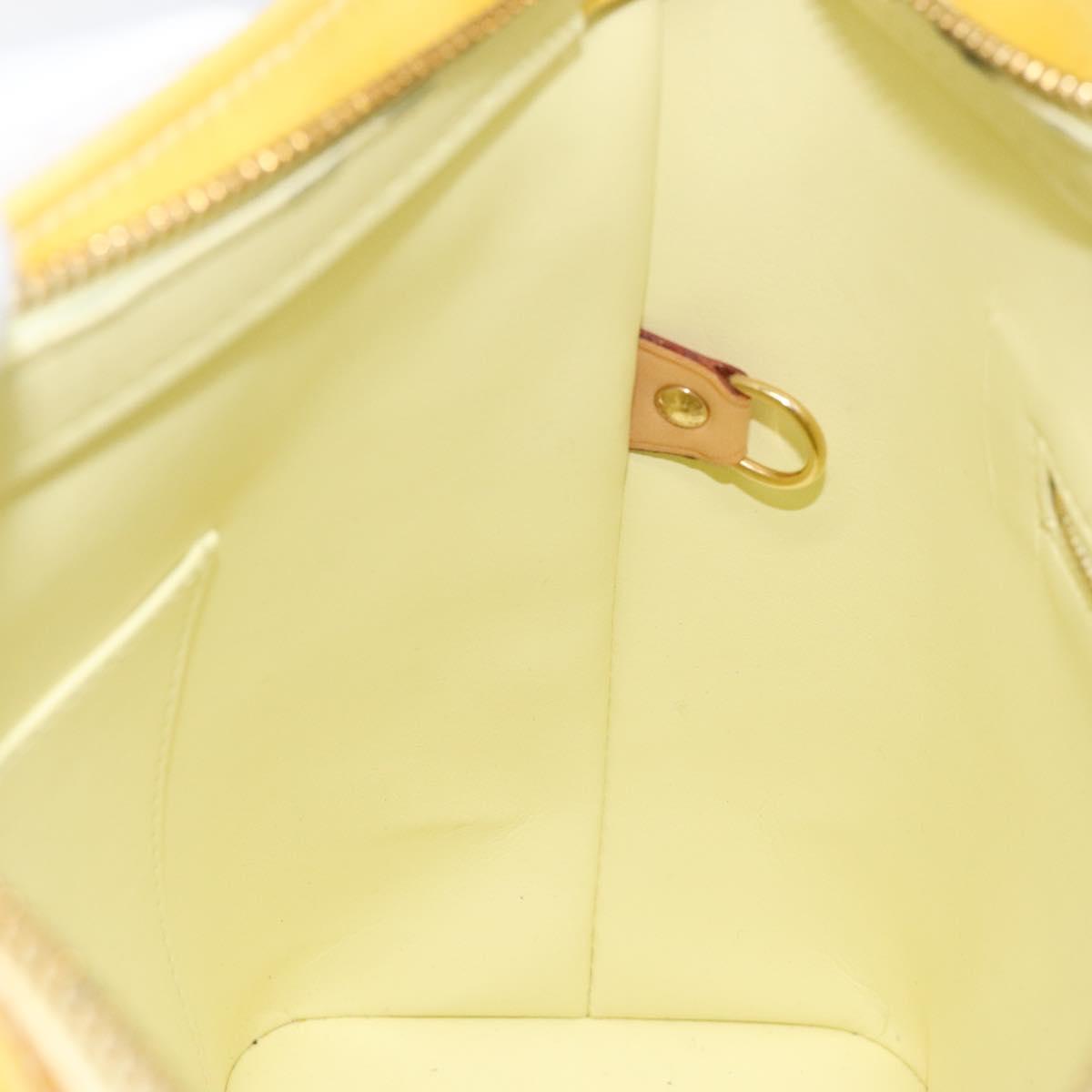 LOUIS VUITTON Monogram Vernis Houston Hand Bag Lime Yellow M91055 LV Auth hk2222