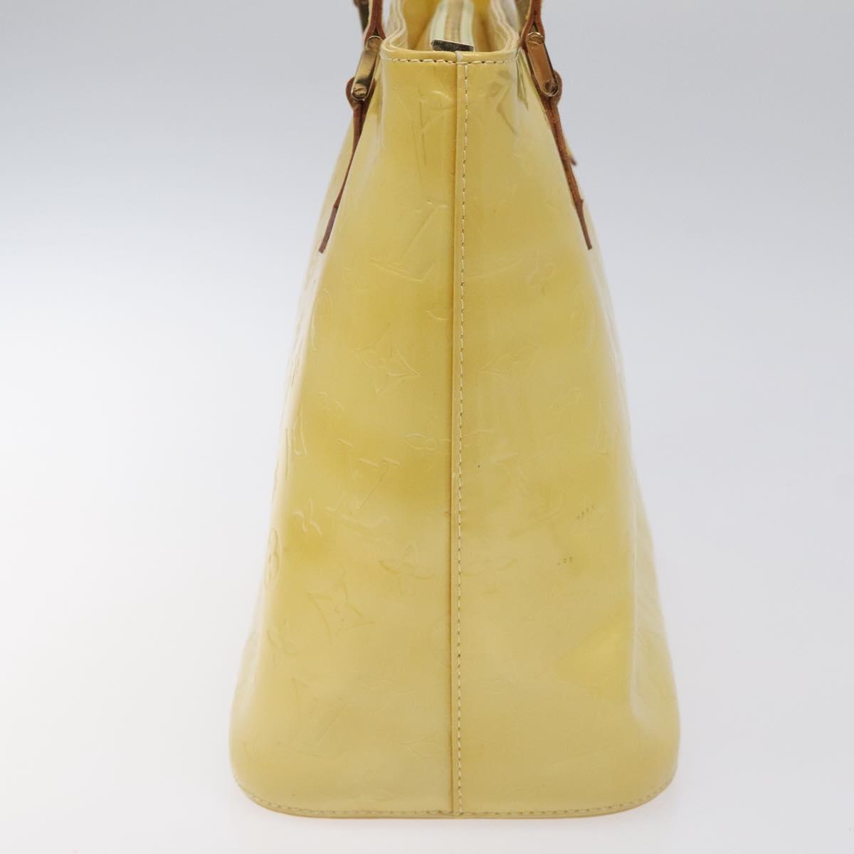 LOUIS VUITTON Monogram Vernis Houston Hand Bag Lime Yellow M91055 LV Auth hk2222