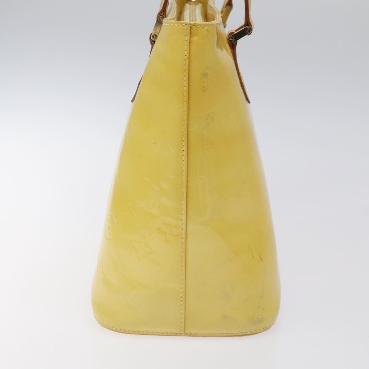 LOUIS VUITTON Monogram Vernis Houston Hand Bag Lime Yellow M91055 LV Auth hk2222