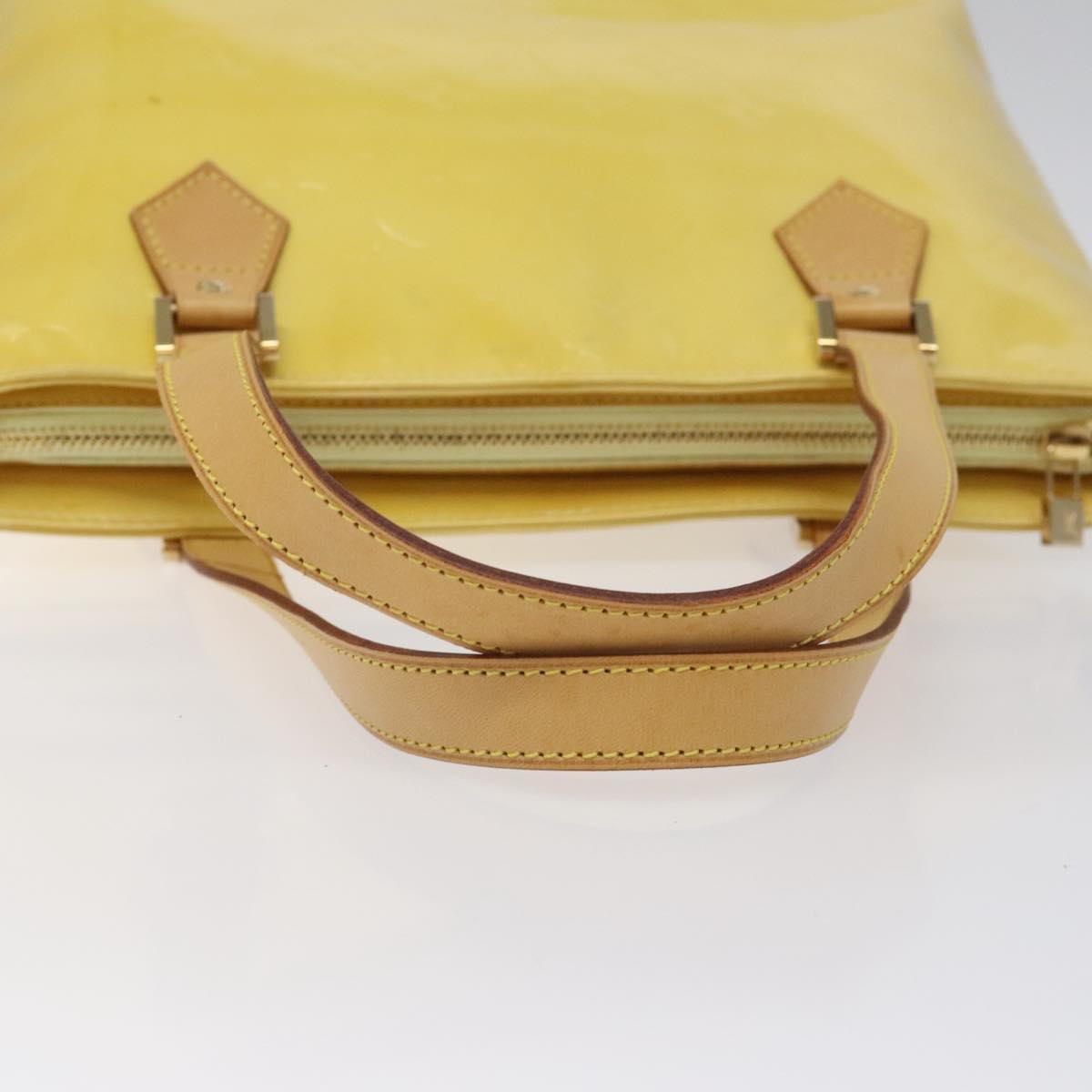 LOUIS VUITTON Monogram Vernis Houston Hand Bag Lime Yellow M91055 LV Auth hk2222
