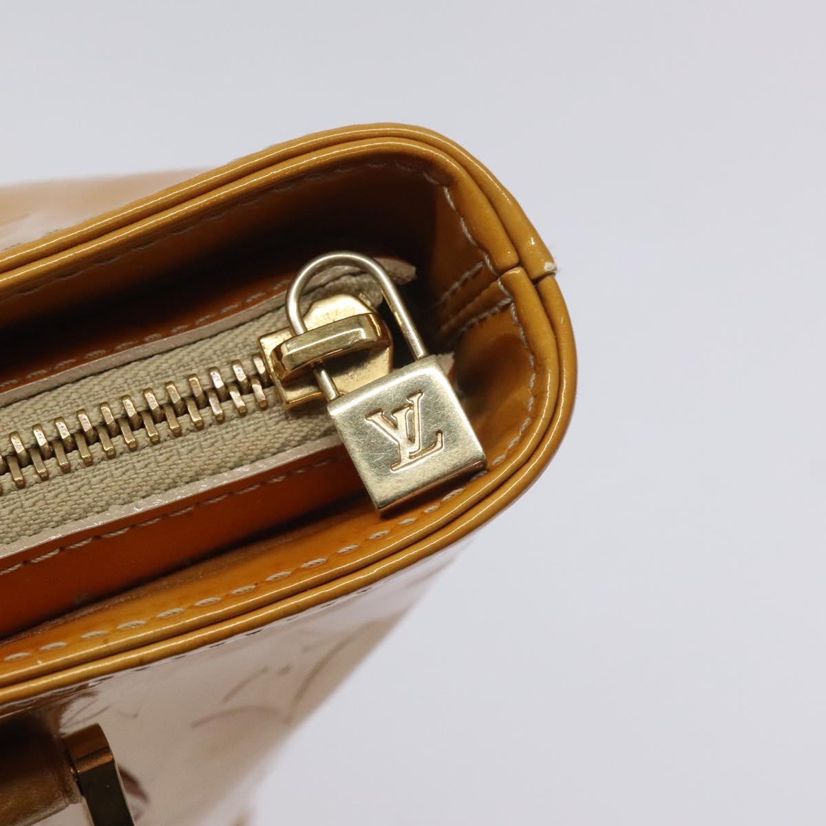 LOUIS VUITTON Monogram Vernis Houston Hand Bag Beige M91004 LV Auth hk2233