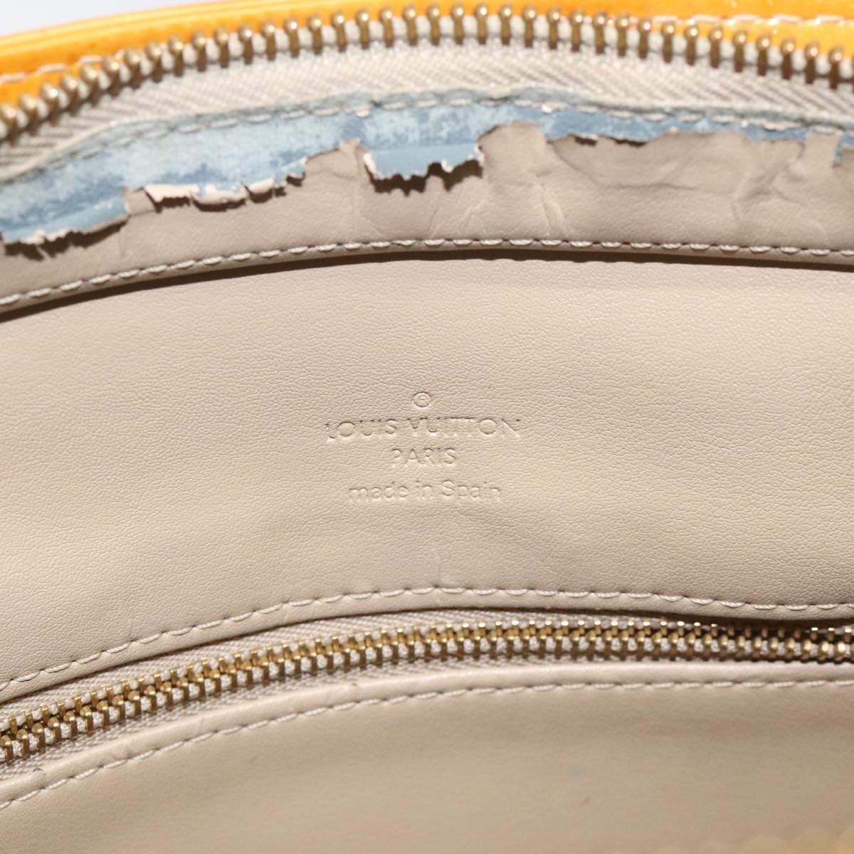 LOUIS VUITTON Monogram Vernis Houston Hand Bag Beige M91004 LV Auth hk2233
