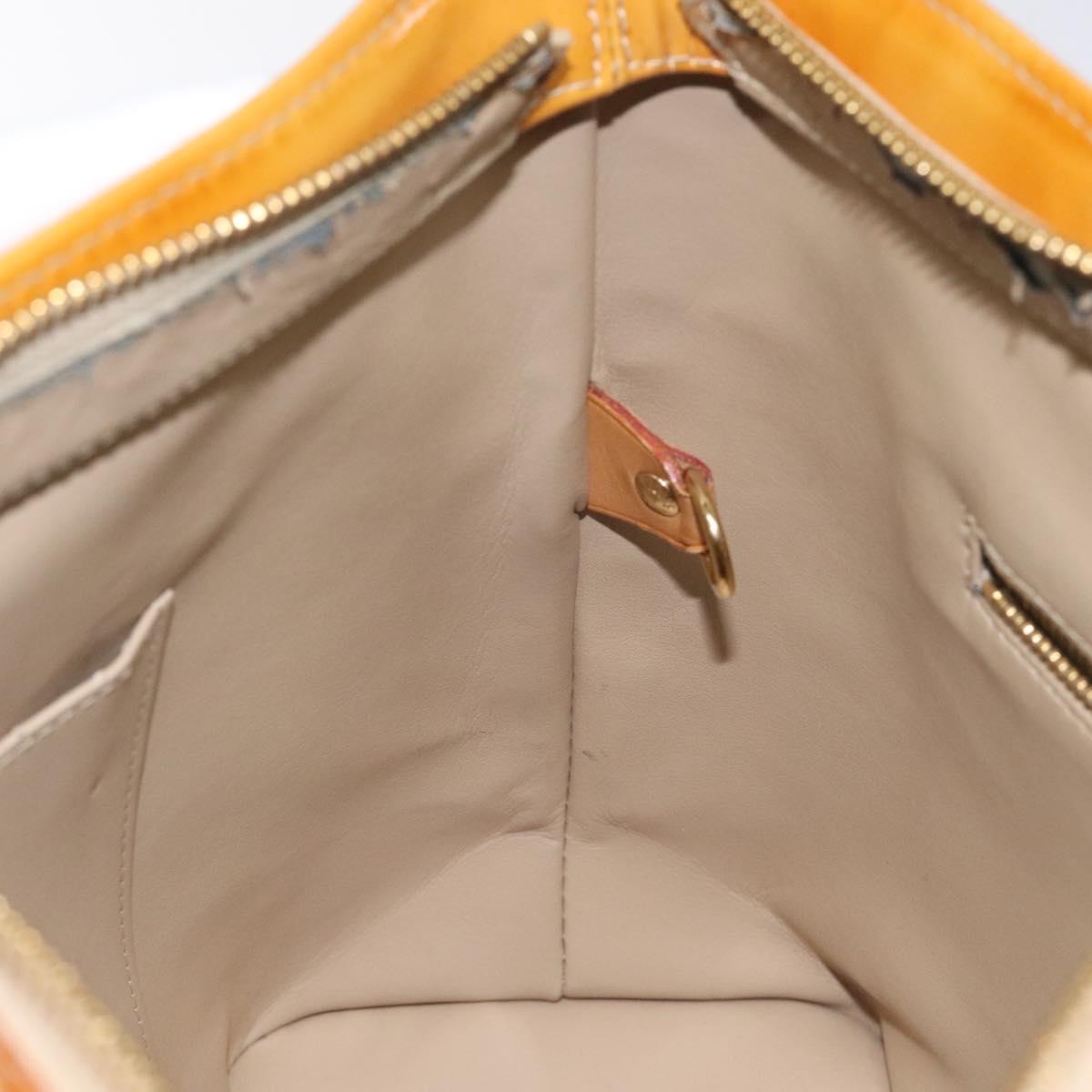 LOUIS VUITTON Monogram Vernis Houston Hand Bag Beige M91004 LV Auth hk2233