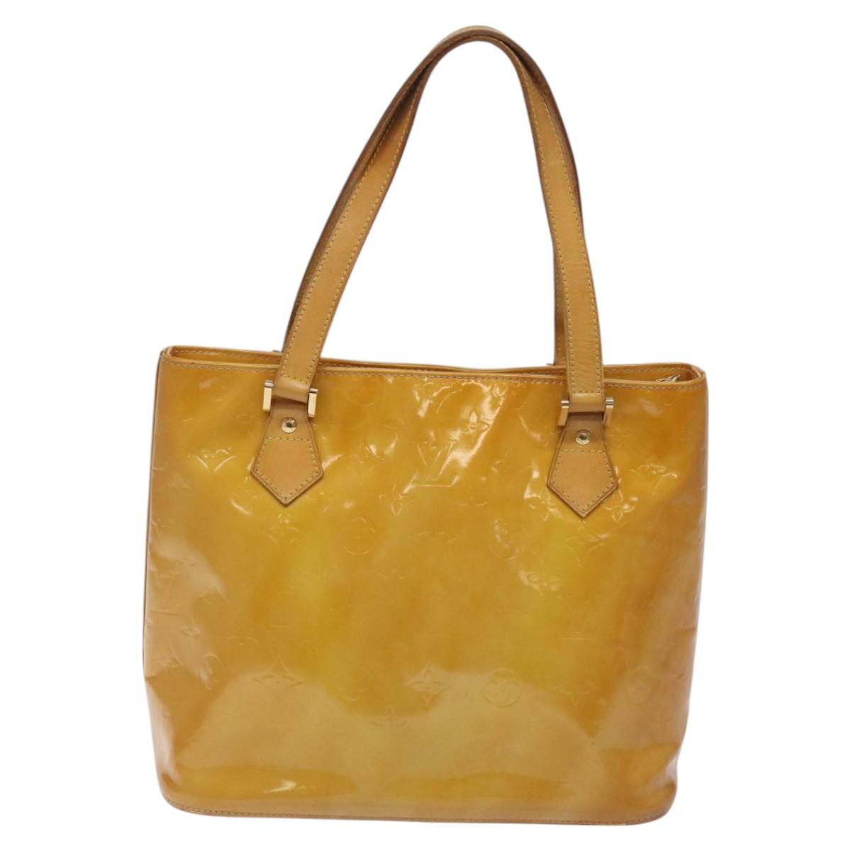 LOUIS VUITTON Monogram Vernis Houston Hand Bag Beige M91004 LV Auth hk2233