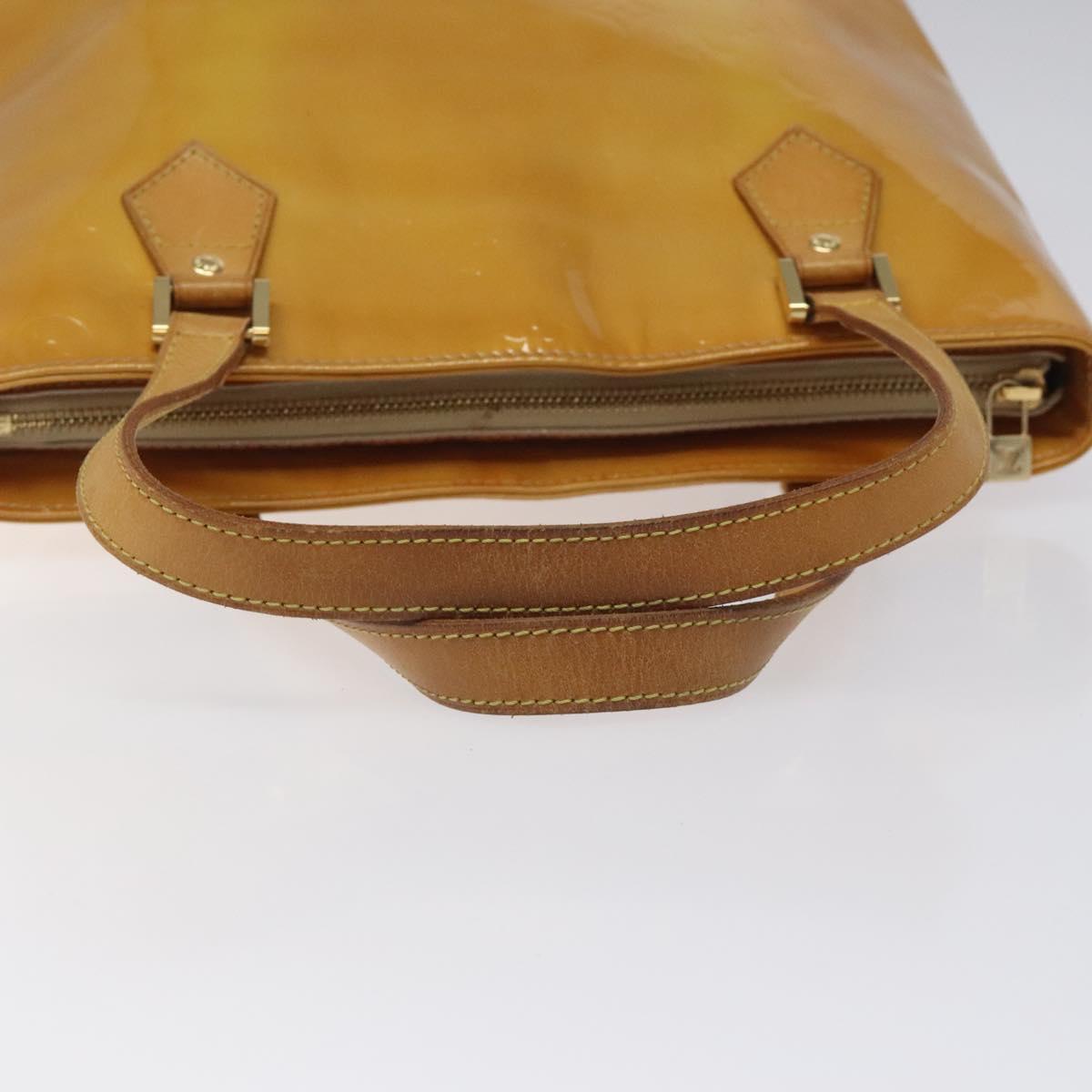 LOUIS VUITTON Monogram Vernis Houston Hand Bag Beige M91004 LV Auth hk2233