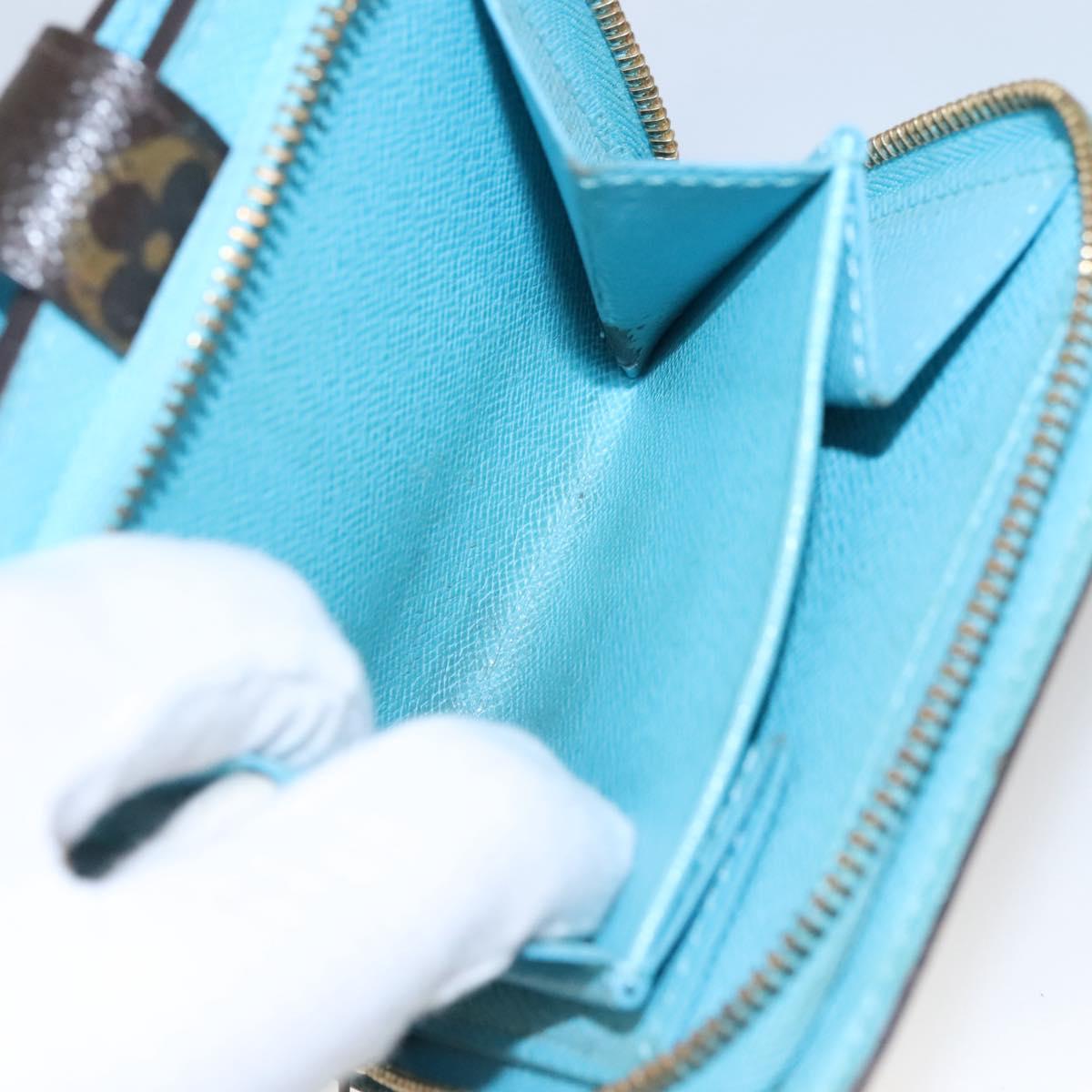 LOUIS VUITTON Monogram Groom Compact Zip Wallet Blue M60036 LV Auth hk2238