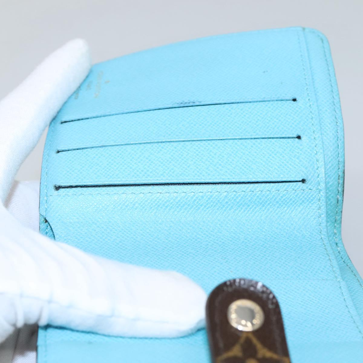 LOUIS VUITTON Monogram Groom Compact Zip Wallet Blue M60036 LV Auth hk2238