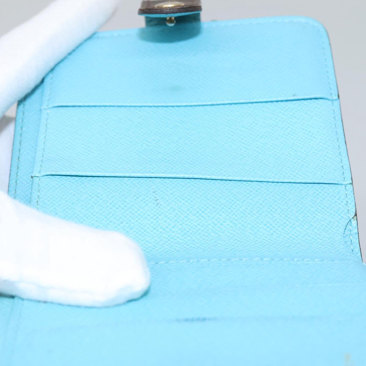 LOUIS VUITTON Monogram Groom Compact Zip Wallet Blue M60036 LV Auth hk2238